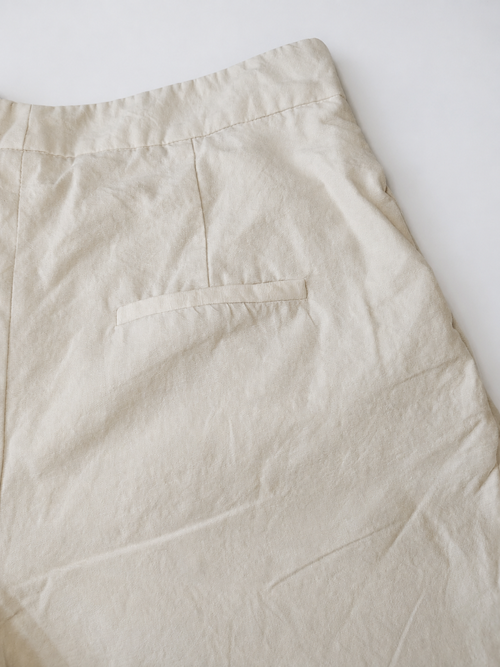 Cream Cotton Tailored Pants