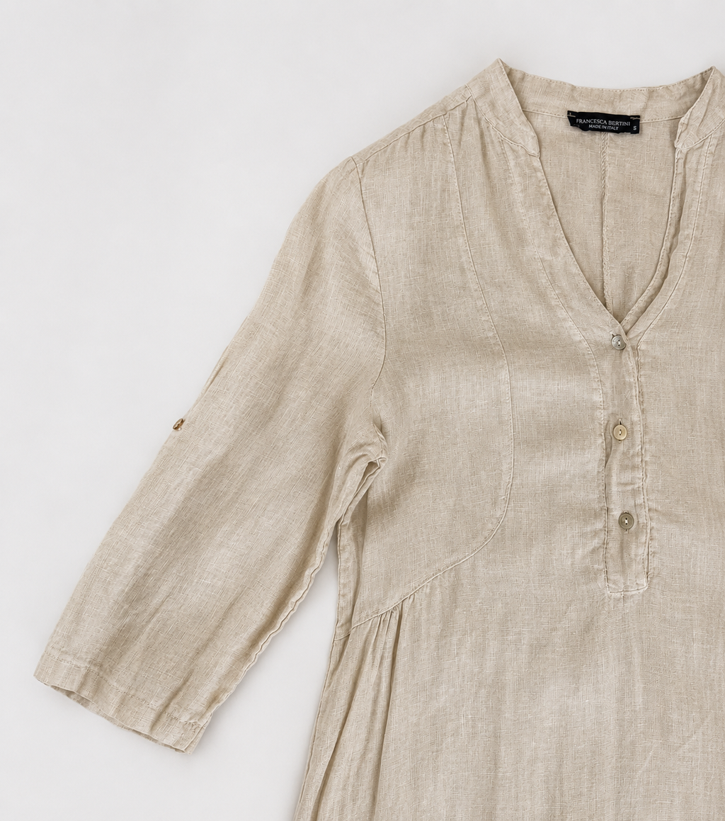 Long Beige Linen Dress
