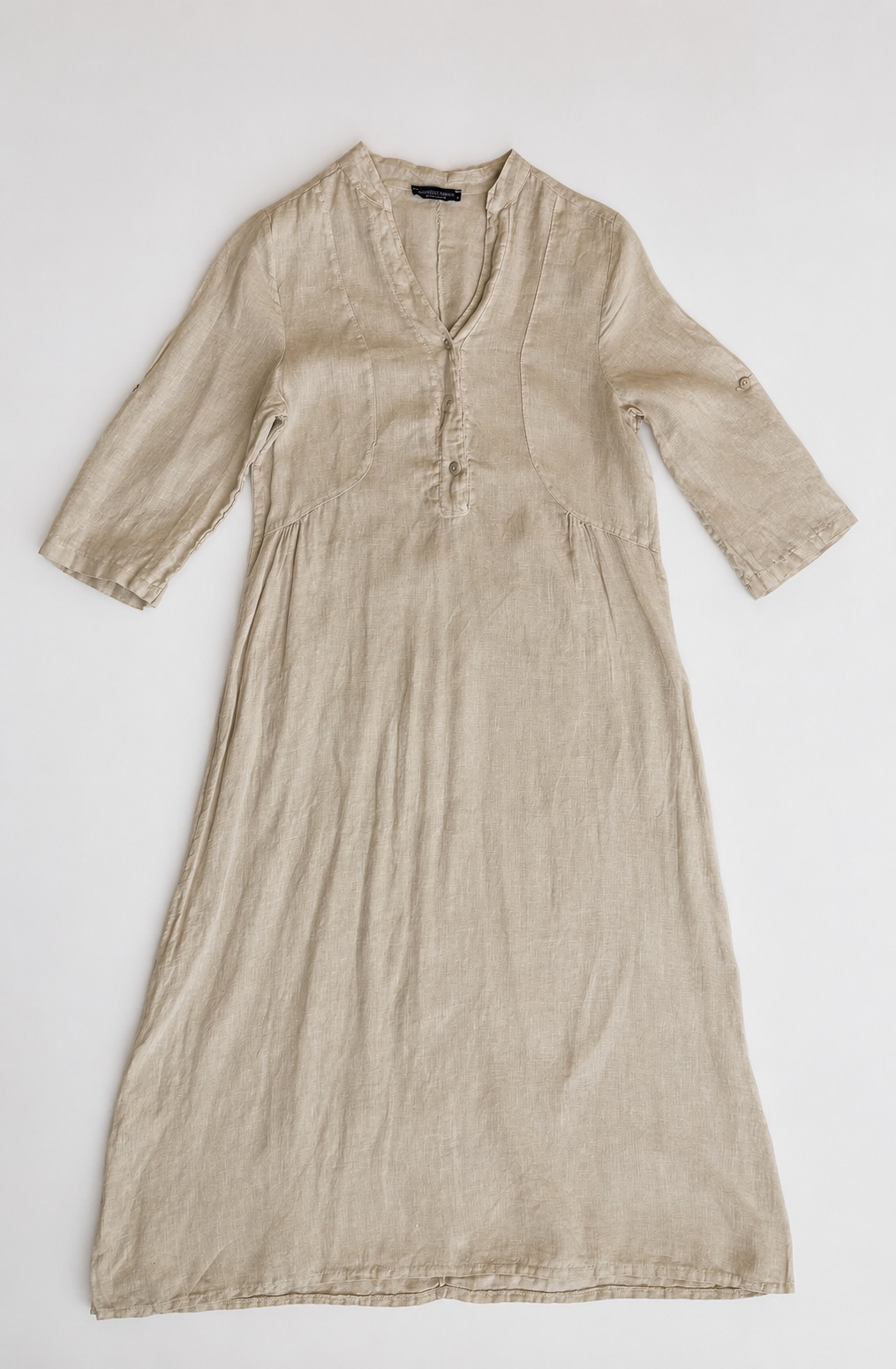 Long Beige Linen Dress