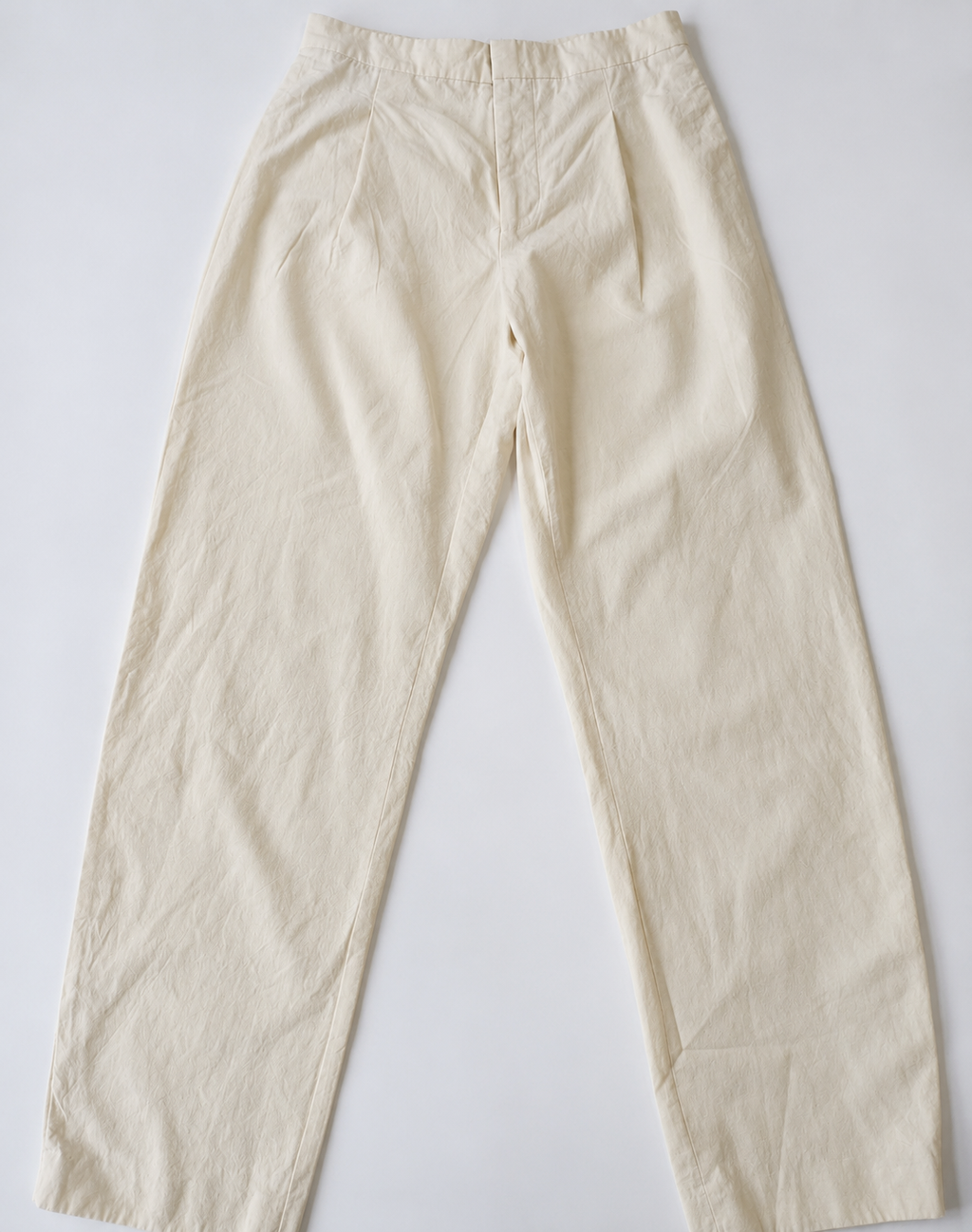 Cream Cotton Tailored Pants