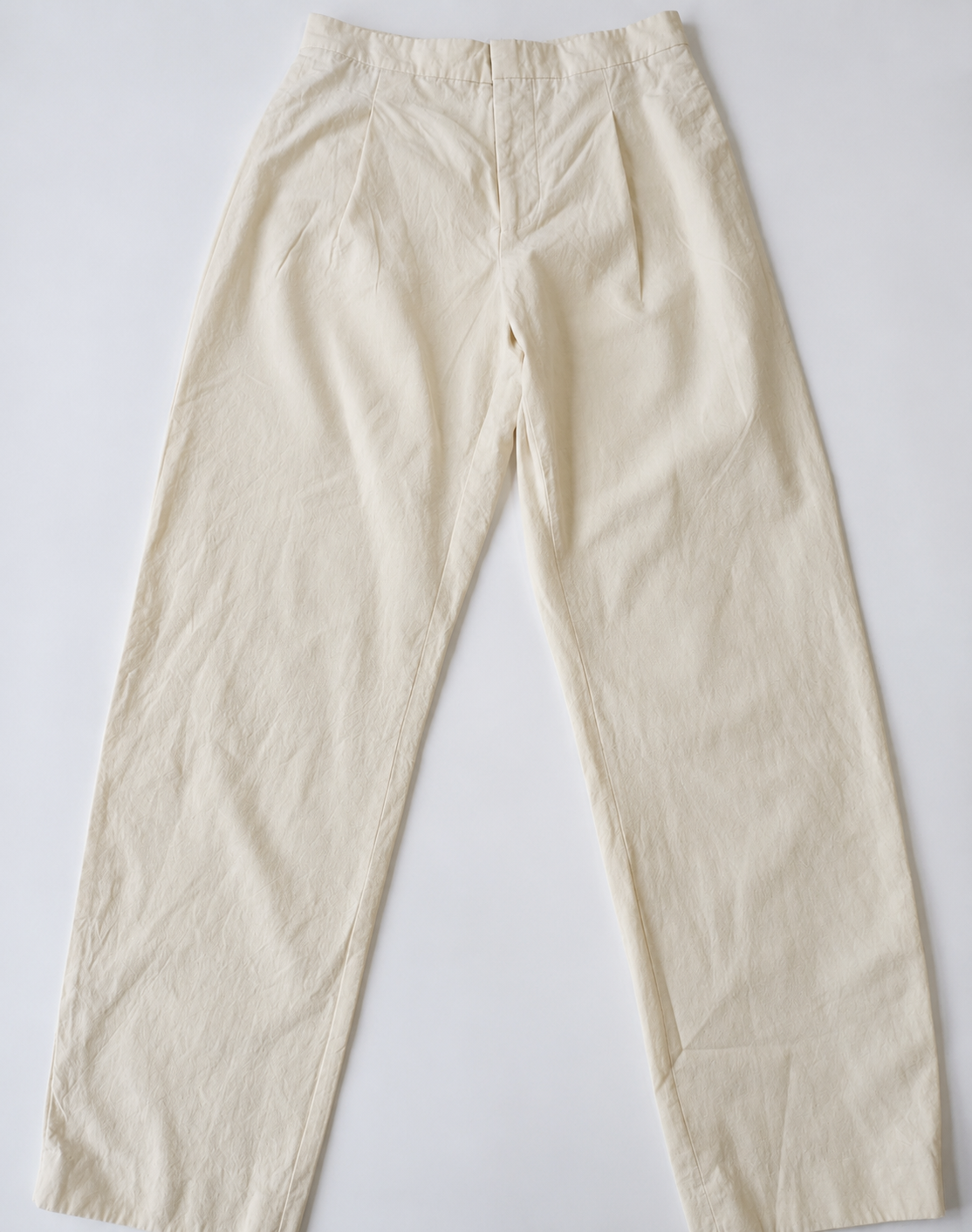 Cream Cotton Tailored Pants